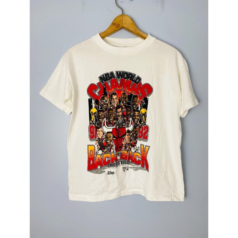 Vtg Chicago Bulls Caricature T-shirt Youth 14/16, NBA World Champs Back to Back